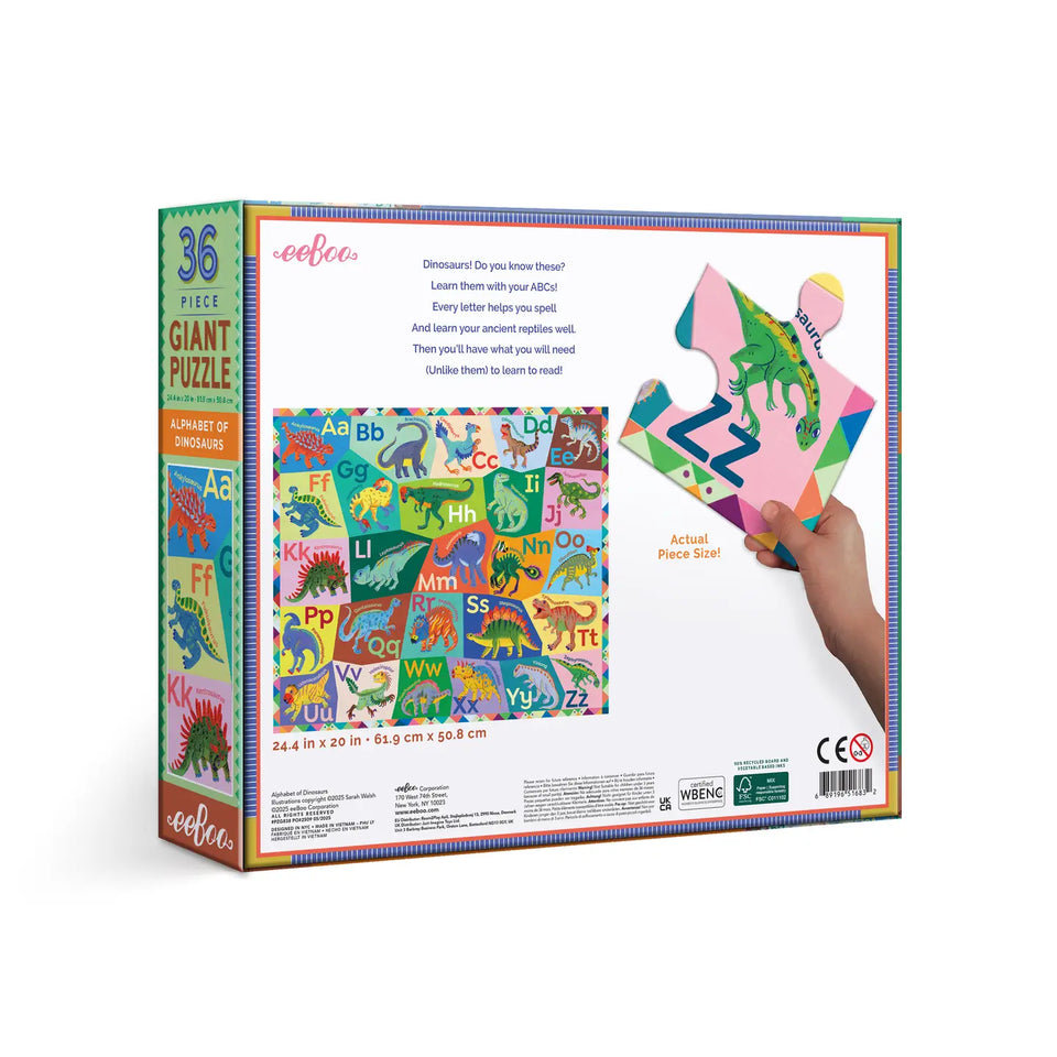 eeBoo 36 Piece Giant Puzzle: Alphabet of Dinosaurs