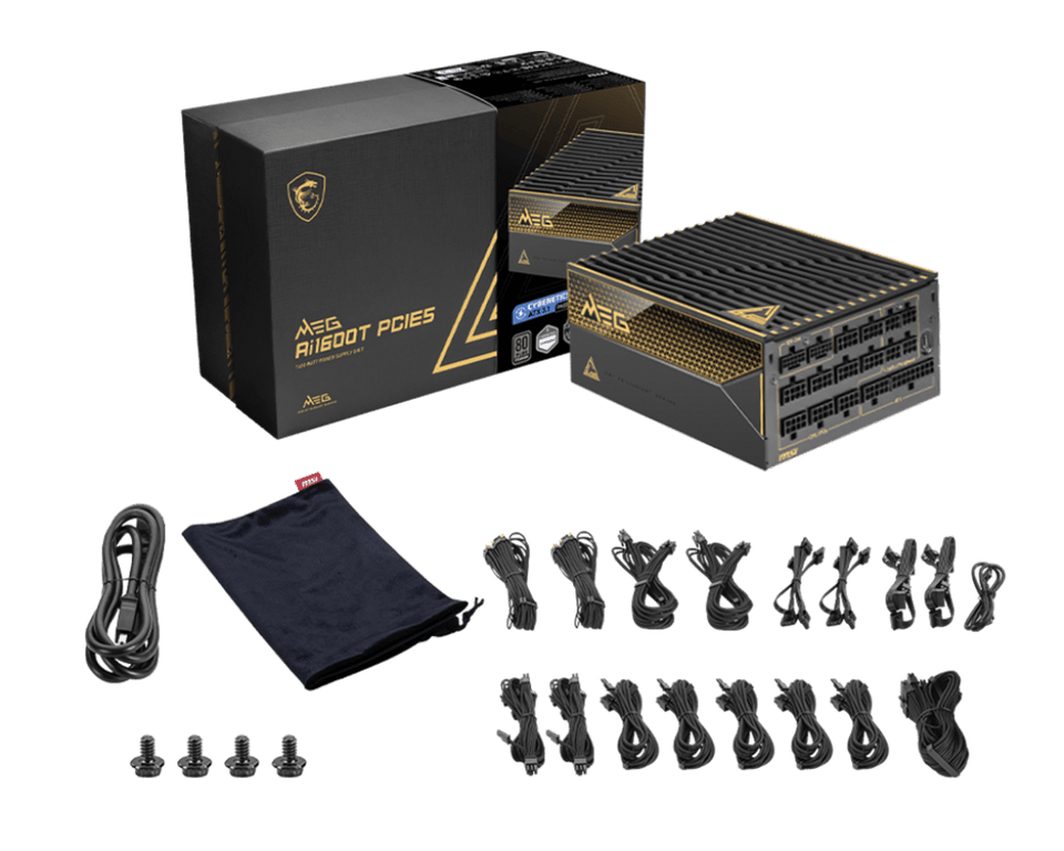 1600W MSI MEG Ai1600T PCIE5 ATX 3.1 Titanium Modular PSU