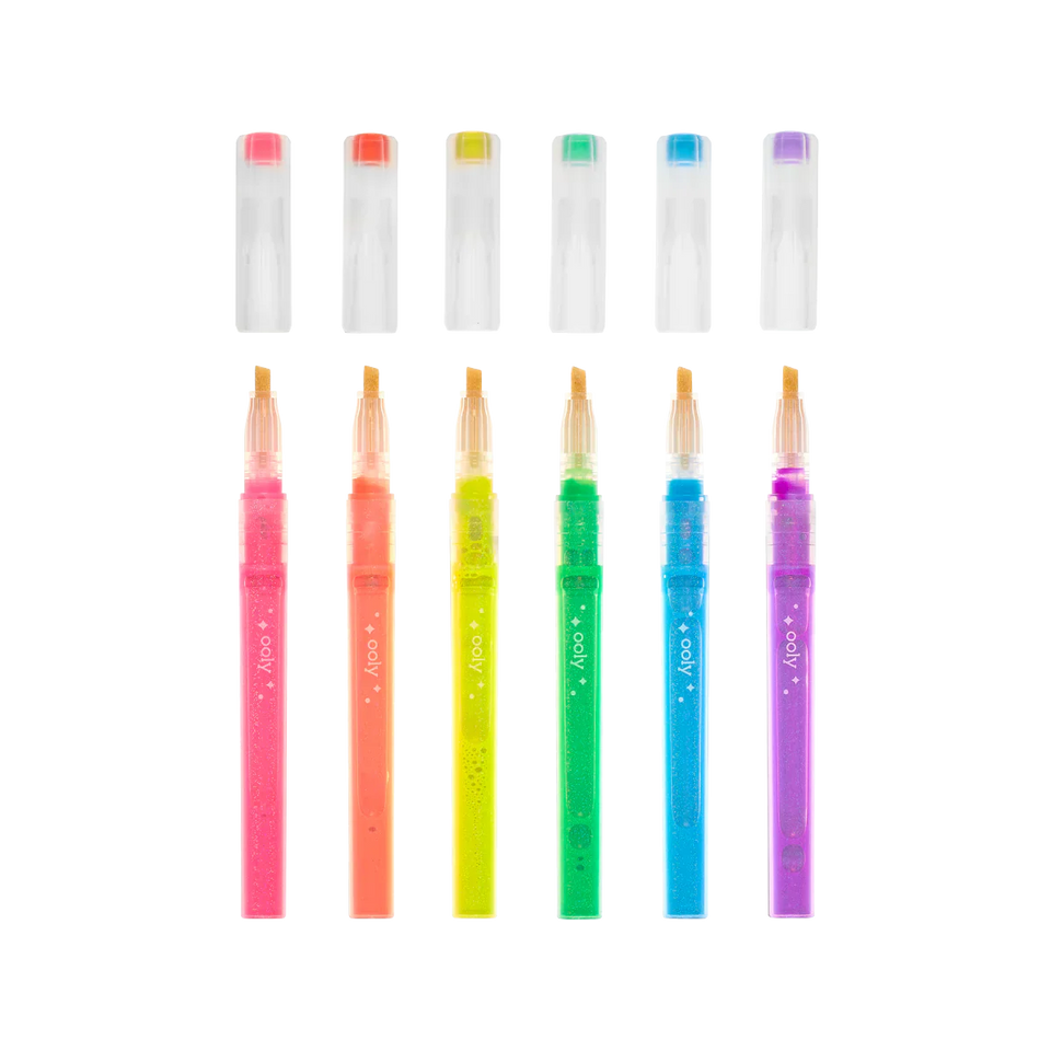 Ooly Oh My Glitter!: Liquid Glitter Ink Neon Highlighters (Set of 6)