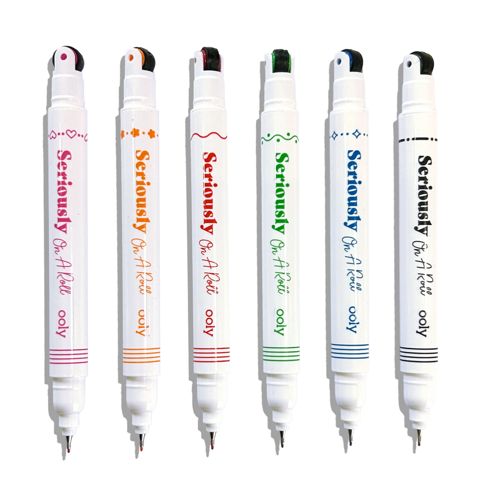 Ooly Seriously: On A Roll - Fine Tip & Roller Stamp Tip Markers (Set of 6)
