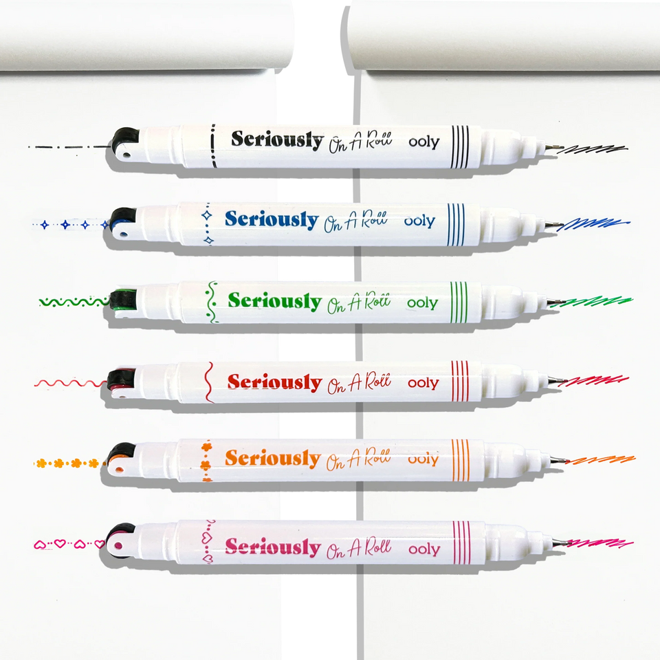 Ooly Seriously: On A Roll - Fine Tip & Roller Stamp Tip Markers (Set of 6)