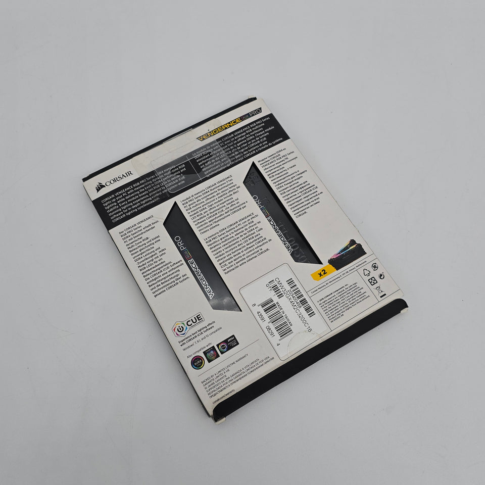 32GB Corsair Vengeance RGB Pro 3200MHz. CL16-18-18-36. 2x16GB Sticks. DDR4 Desktop Memory