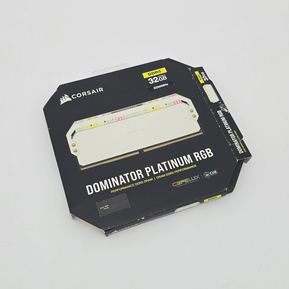 32GB DDR5 Corsair Dominator Platinum White RGB. 6200MHz. CL36-39-39-76. 2x16GB Sticks