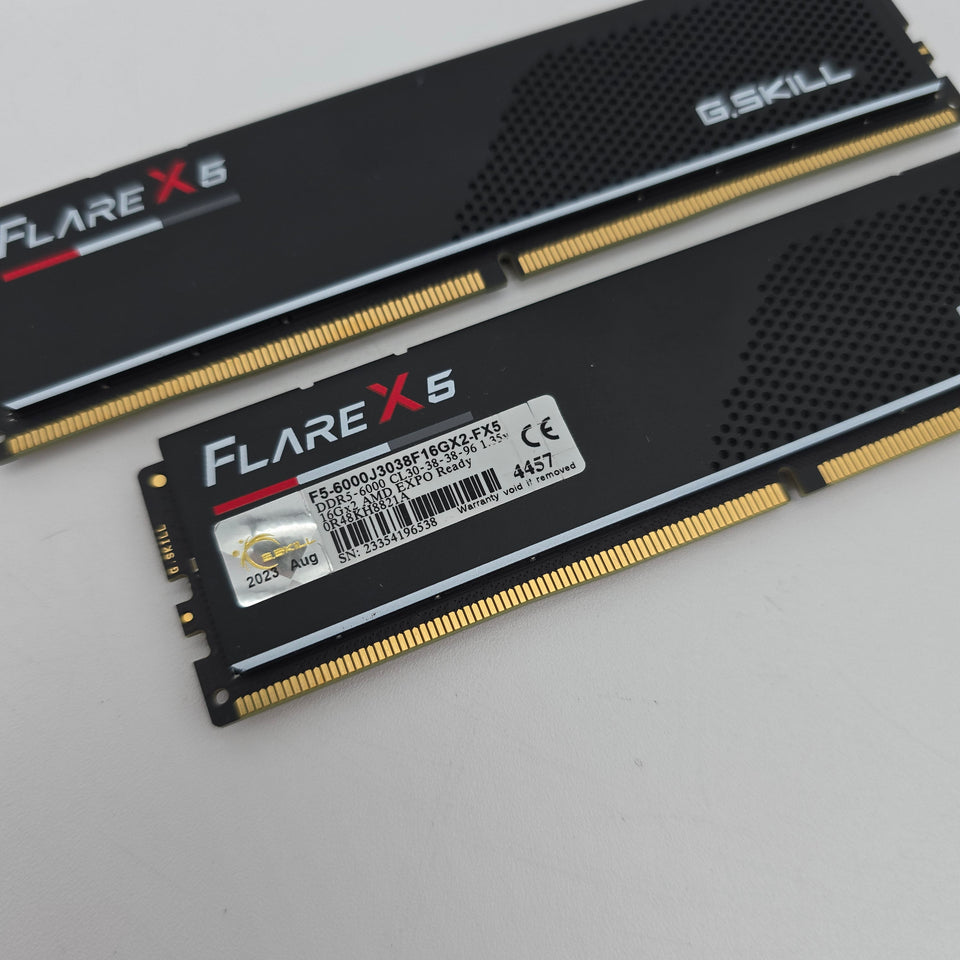 32GB G.Skill FlareX5 DDR5 RAM. 6000MHz 2x16GB CL30-38-38-96 Desktop Computer Memory