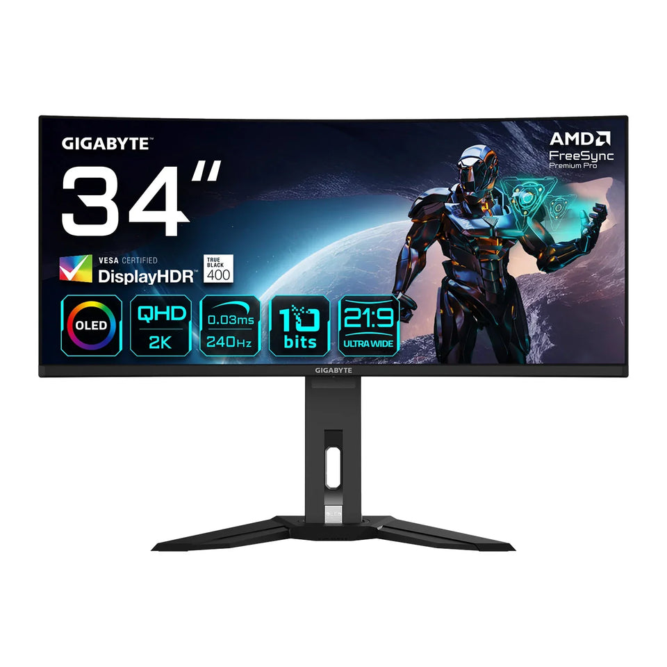 34 Gigabyte MO34WQC2 QD-OLED QHD 240HZ Ultrawide Monitor