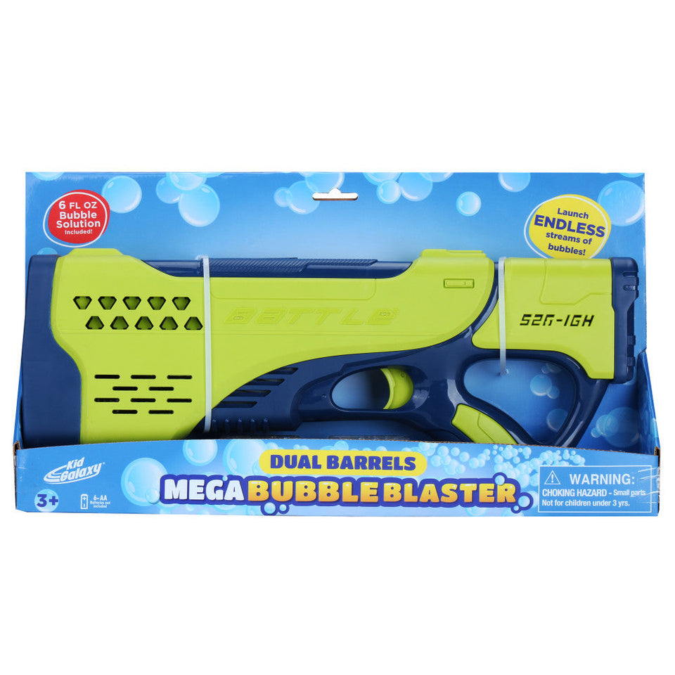 Kid Galaxy Dual Barrels Mega Bubble Blaster. Outdoor Bubble Toy for Kids. Ages 3+