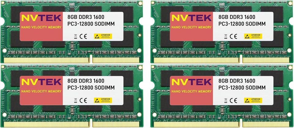 32GB (4X8GB) DDR3 1600MHZ PC3-12800 SODIMM 2Rx8 1.35V 204-PIN Non-ECC Laptop PC Computer Memory KIT