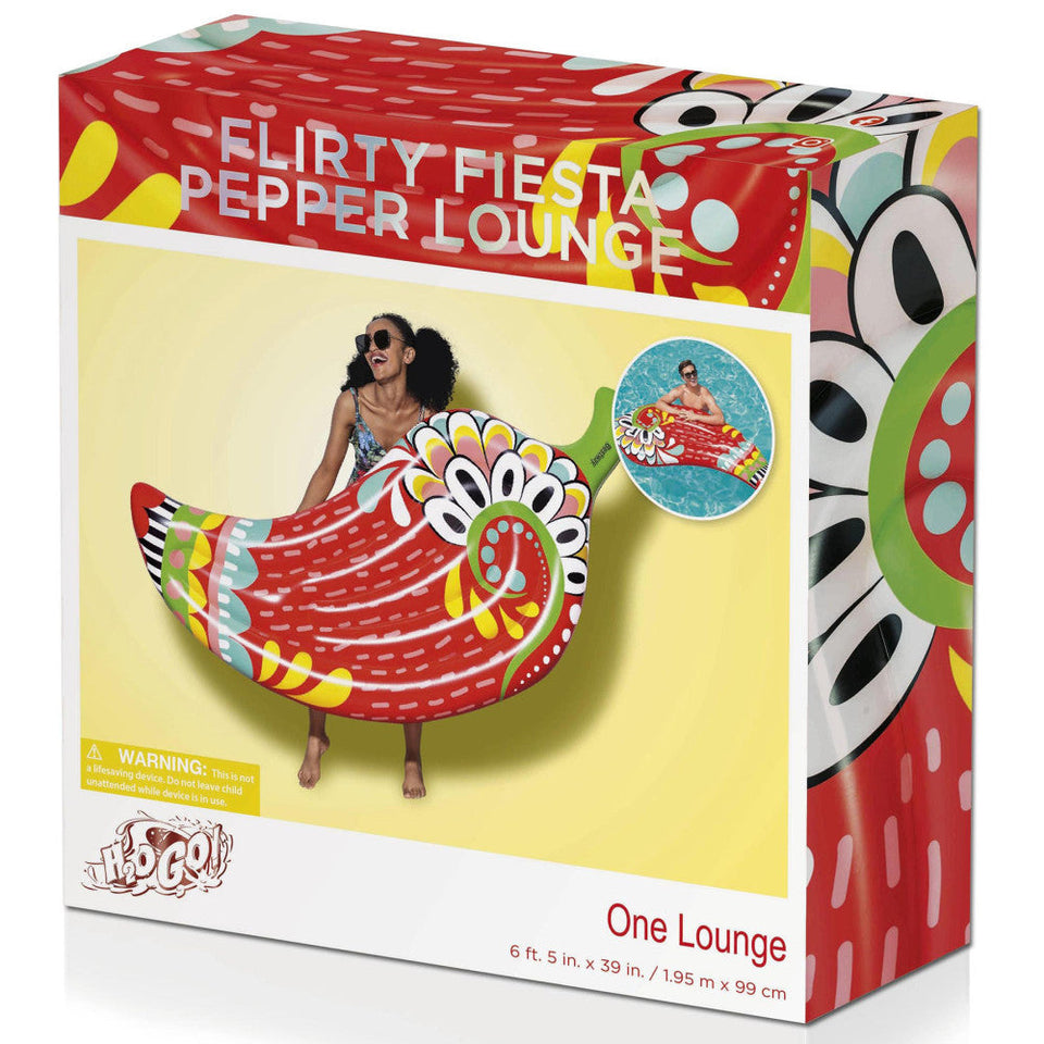 H2OGO! Flirty Fiesta Pepper Inflatable Pool Float. Multi-Color. 6'5 x 39
