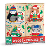 Mudpuppy Festive Friends Set of 4 Wood Puzzles