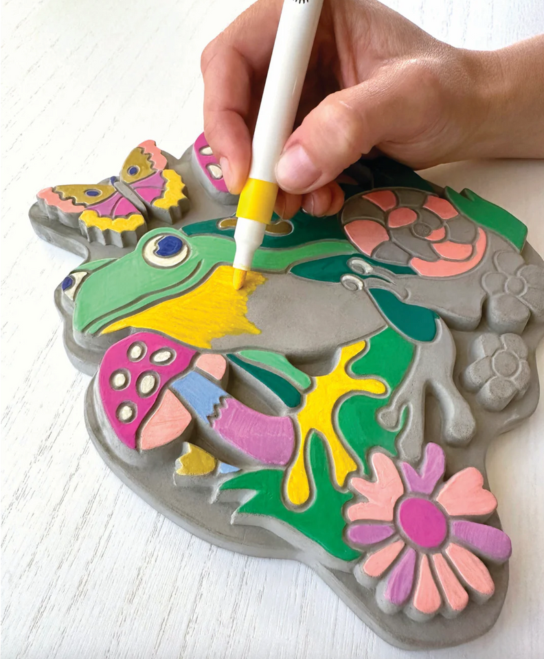 Bright Stripes iHeartArt Marker By Numbers Garden Stone Frog & Mushroom