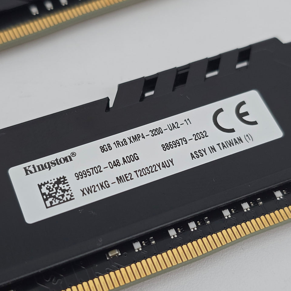 16GB DDR4 RAM HyperX Kingston Fury 3200MHz. 2x8GB Memory Black