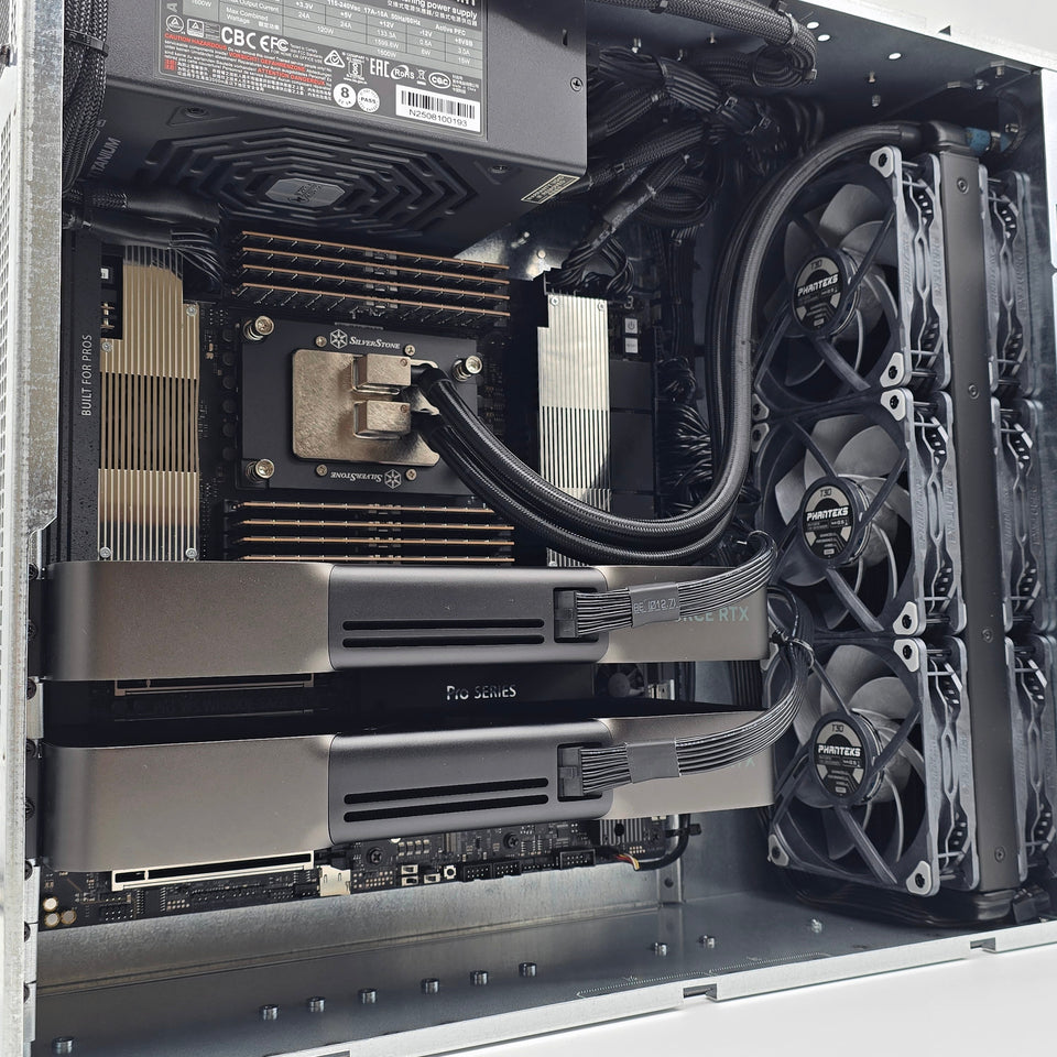 2x RTX 5090. AMD Ryzen Threadripper PRO 9975WX. 256GB DDR5 RAM. Custom High End Liquid Cooled AMD/NVIDIA Workstation PC for AI. LLM. ML