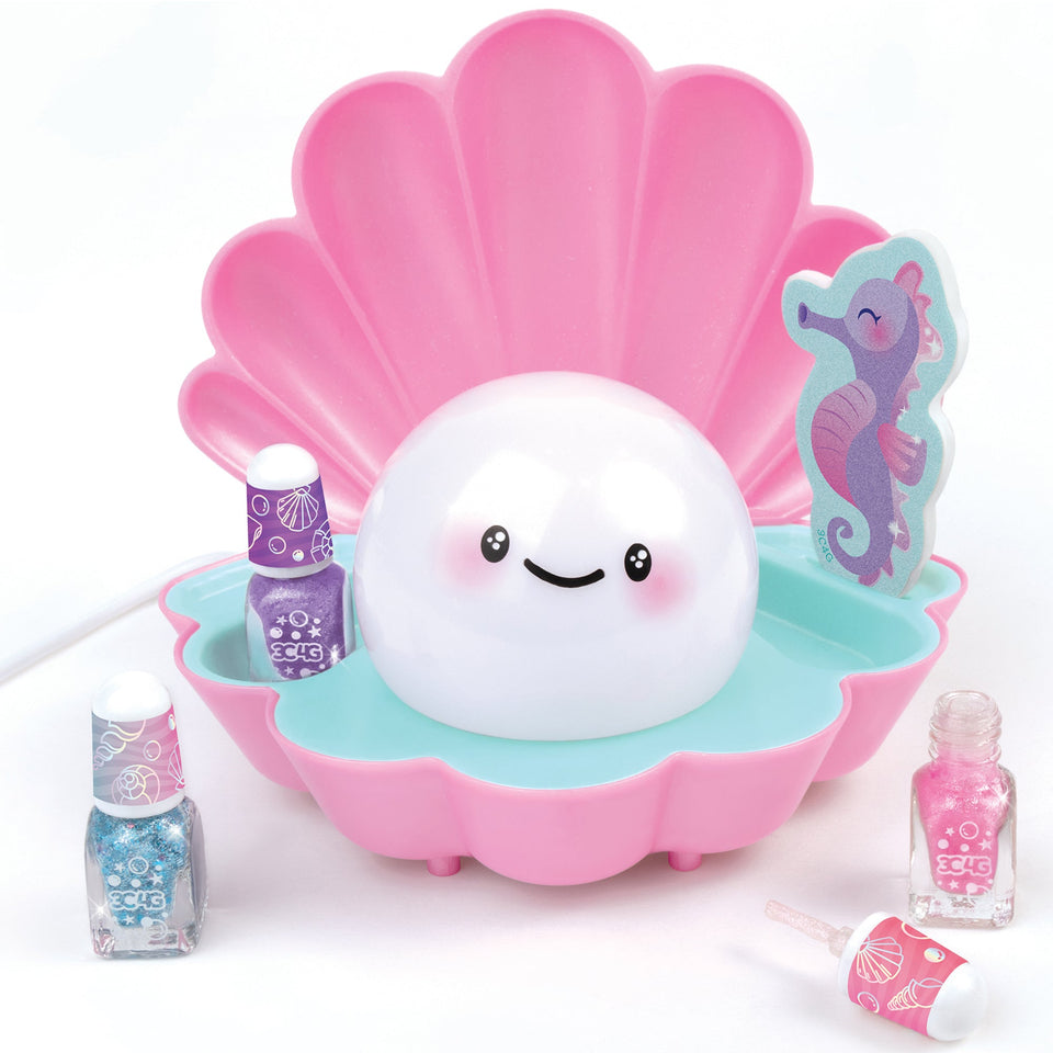 3C4G Pearl Perfect Light-Up Nail Dryer - Pink Shell Shaped Manicure Kit. 6pc