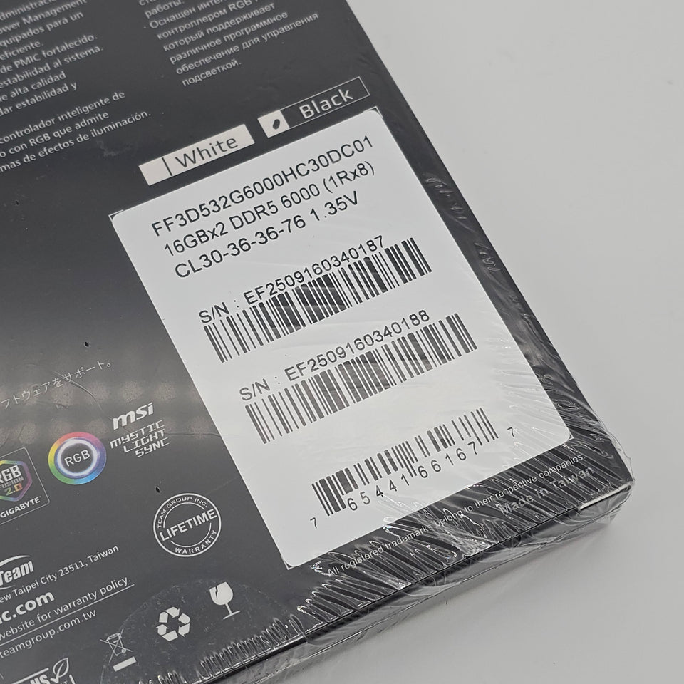 32GB Teamgroup T-Force Delta RGB DDR5 RAM. 6000MHz. Black. CL30