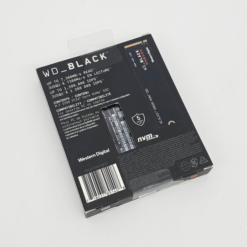 2TB SN850X WD_BLACK Western Digital NVMe SSD. Gen 4 PCIe SSD. 7.300MB/s WDS200T2X0E