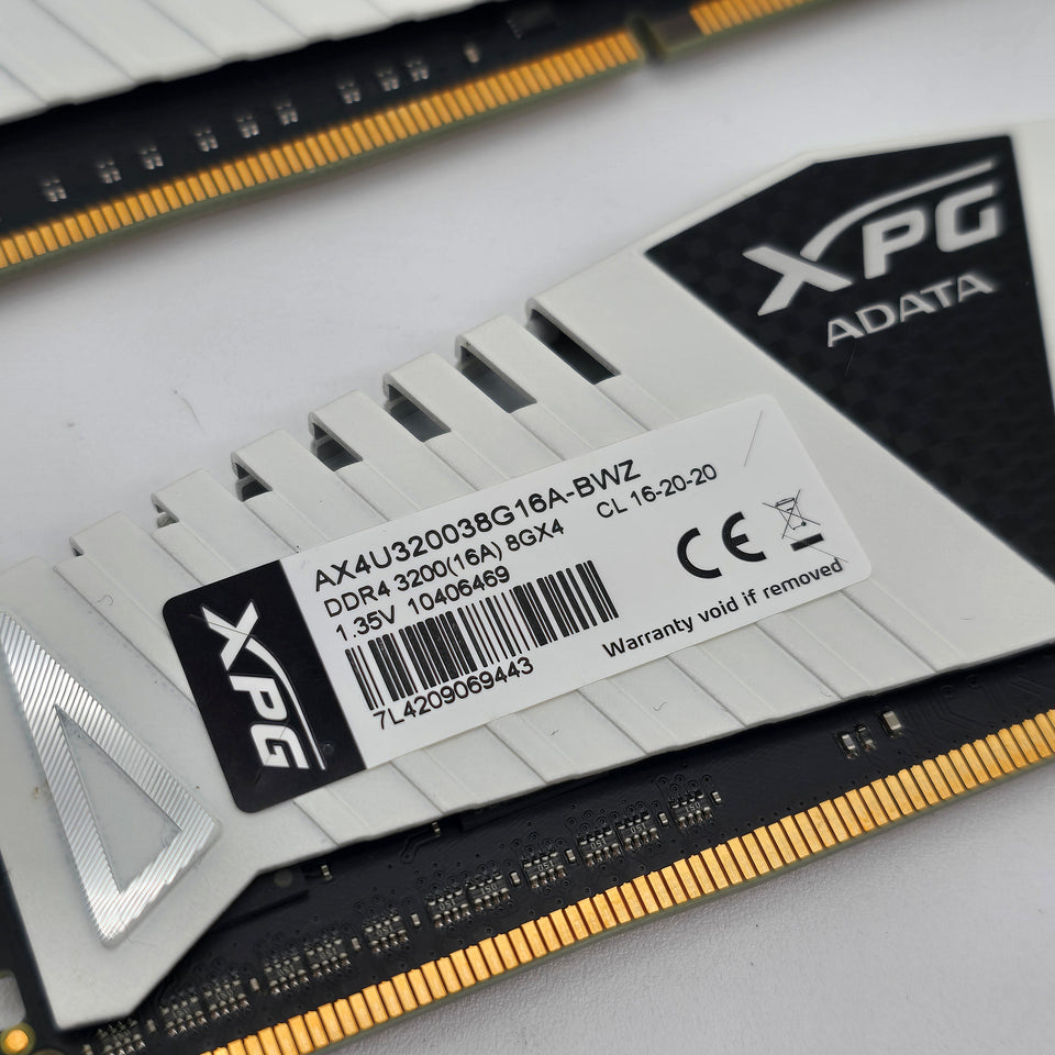 16GB DDR4 RAM XPG ADATA White 3200MHz. CL16-20-20. 2x8GB Sticks